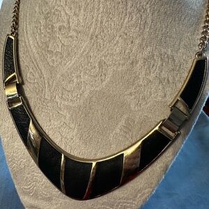 Stylish Black and Gold V-Shaped Statement Necklace
